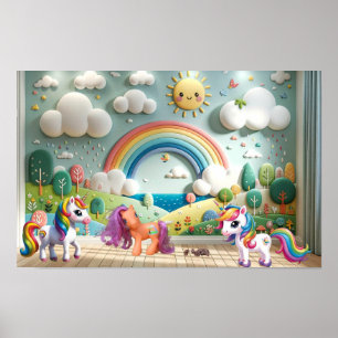 Little Pony and Unicorns Poster
