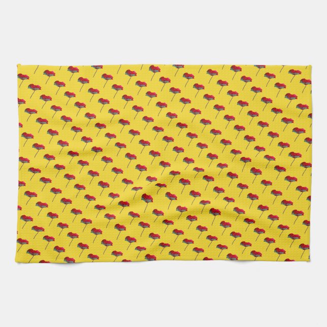 Little poppy flower floral decoration red yellow towel (Horizontal)