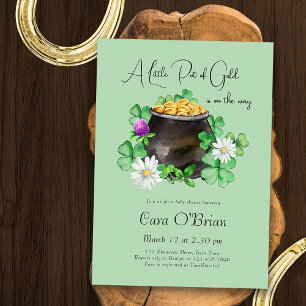 Little Pot of Gold Irish Shamrock Baby Shower Invitation