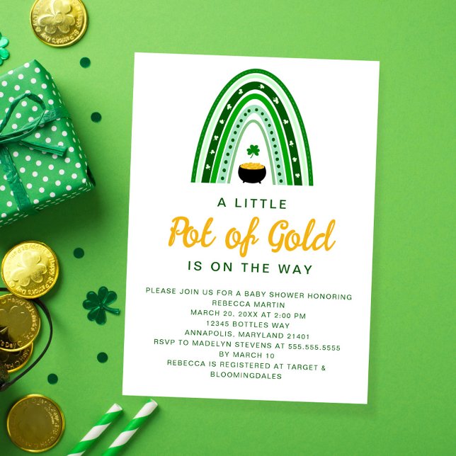 Little Pot of Gold St. Patrick's Day Baby Shower Invitation (Creator Uploaded)
