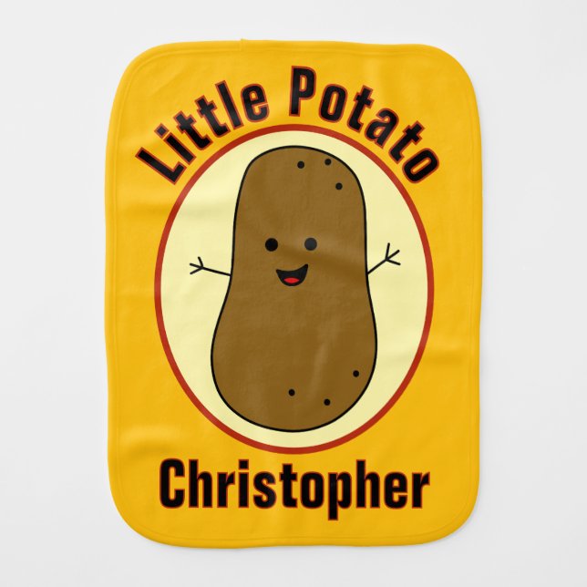 Little Potato Custom Name Baby Burp Cloth (Front)