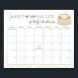 Little Potsticker Guess The Due Date Calendar Poster<br><div class="desc">This cute and kawaii gender-neutral baby shower guess the due date calendar poster features a potsticker with a smiling face in a chinese steamer on a white background. Personalize it for your needs. You can find matching products at my store.</div>