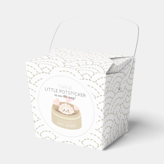 Little Potsticker White Baby Shower Favor Box (Front Side)