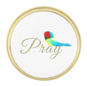 Little Prayer Bird Gold Finish Lapel Pin