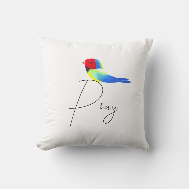 Little Prayer Bird Throw Pillow (Front)