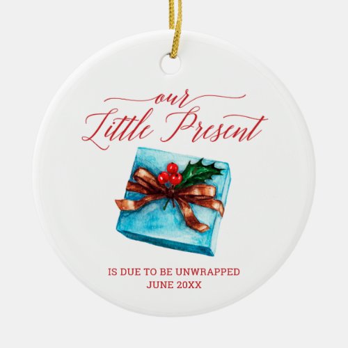 Little Present Personalized Pregnancy Announcement Ceramic Ornament
