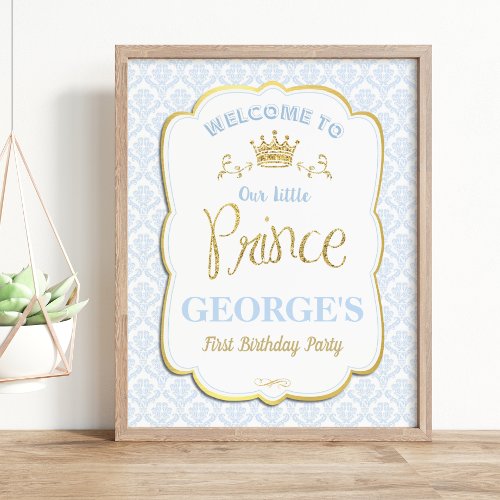 Little Prince 1st Birthday Welcome Sign Poster