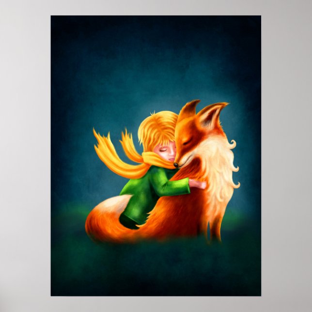 Little Prince and Fox. Nursery Art Illustration Poster (Front)
