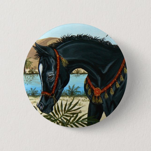 Little Prince Arabian horse foal button (Front)
