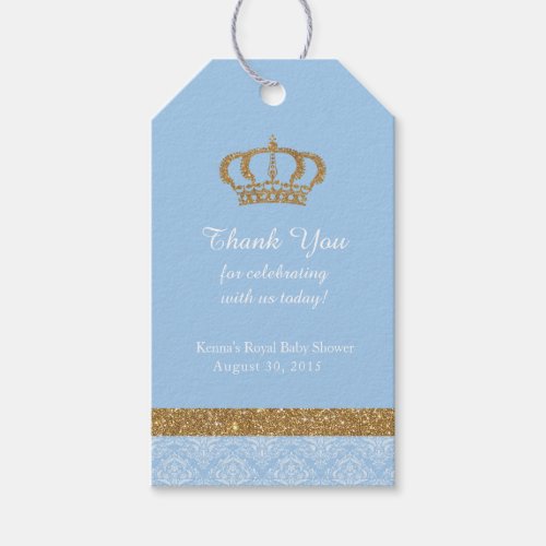 Little Prince Baby Blue and Gold Favor Tag