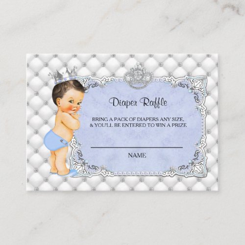 Little Prince Baby Blue Diaper Raffle Ticket Enclosure Card