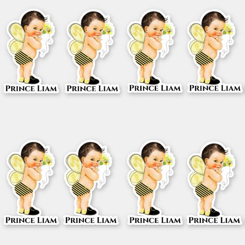 Little Prince Baby Boy Bee Black Yellow Sticker