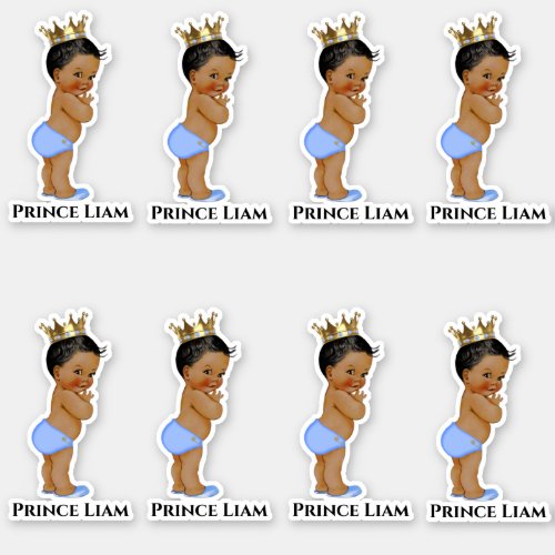 Little Prince Baby Boy Blue Gold Crown Ethnic Sticker