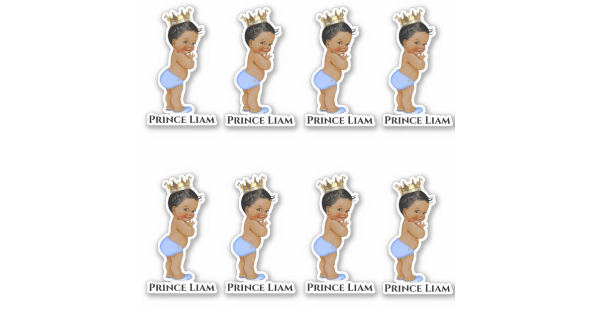 Little Prince Baby Boy Blue Gold Crown Ethnic Sticker Zazzle