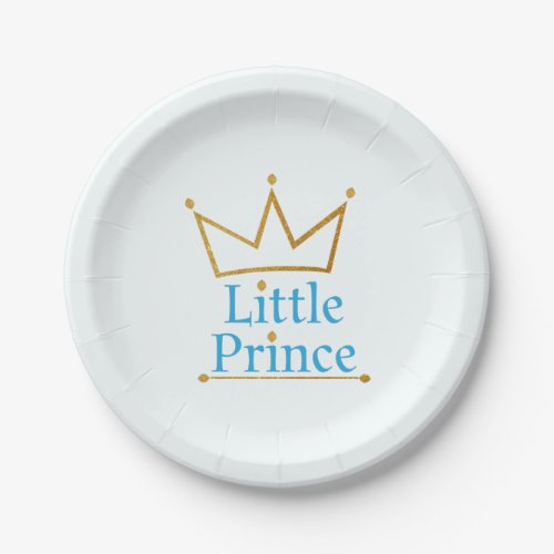 Little prince baby boy party paper plates