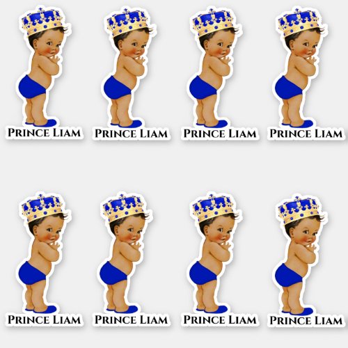 Little Prince Baby Boy Royal Blue Gold Crown Sticker