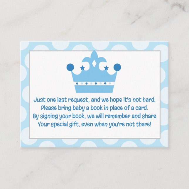 Little Prince Baby Enclosure Book Request Card (Front)