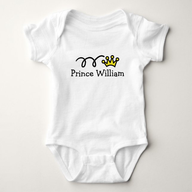 Little prince baby outfit with custom name baby bodysuit (Front)