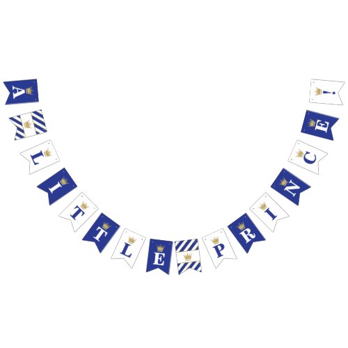 Little Prince Baby Shower Banner Royal Blue Bunting Flags