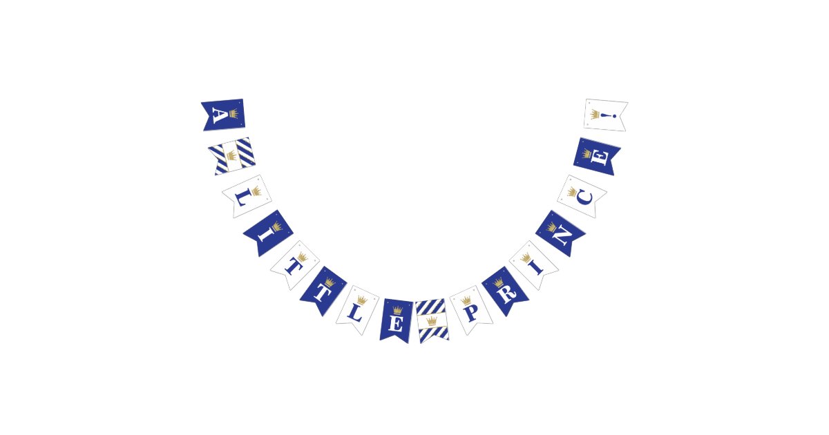 Little Prince Baby Shower Banner, Royal Blue Bunting Flags | Zazzle