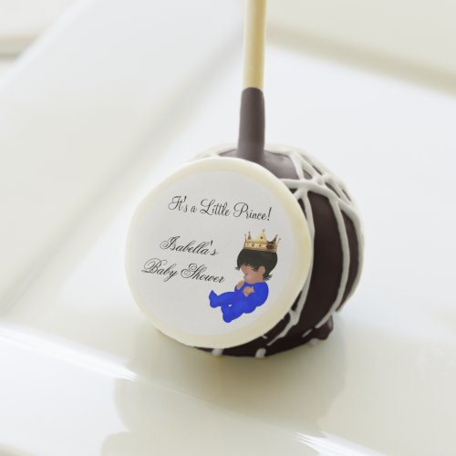 Little Prince Baby Shower Blue Gold Boy crown Cake Pops