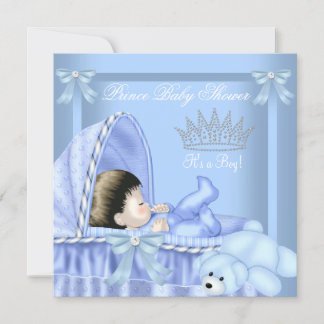 Little Prince Baby Shower Boy Blue Bassinette 2 Invitation