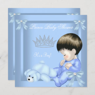 Little Prince Baby Shower Boy Blue Toy Bear Invitation