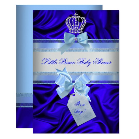 Little Prince Baby Shower Boy Royal Blue 2 Invitation