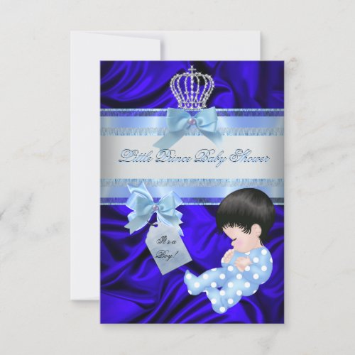 Little Prince Baby Shower Boy Royal Blue Personalized Invitations