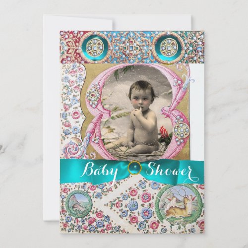 LITTLE PRINCE BABY SHOWER FLORAL GEMSTONES INVITATION