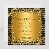 Little Prince Baby Shower Gold Rattle Ethnic Invitation (Back)