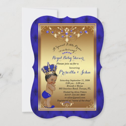 Little Prince Baby Shower Invitation blue Bracket Invitation
