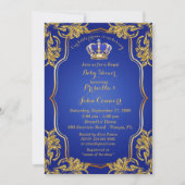 Little Prince Baby Shower Invitation, gold, blue Invitation (Front)