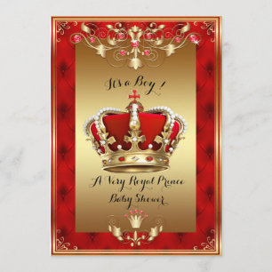 Little Prince Baby Shower Invitation,gold,red Invitation