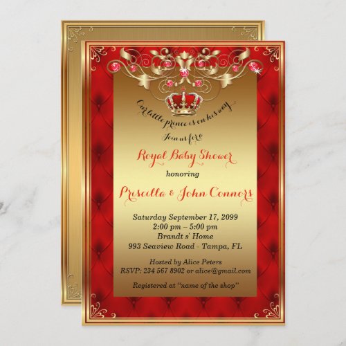 Little Prince Baby Shower Invitationgoldred Invitation