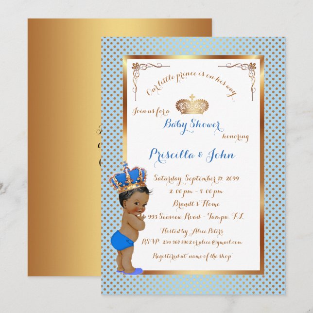 Little Prince Baby Shower Invitation,pink gold Invitation (Front/Back)