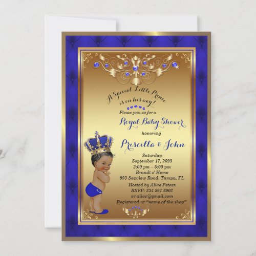 Little Prince Baby Shower Invitation Royal Blue 2 Invitation