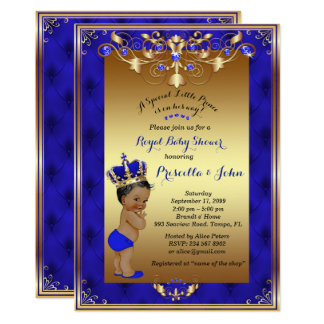 Little Prince Baby Shower Invitation, Royal Blue Invitation