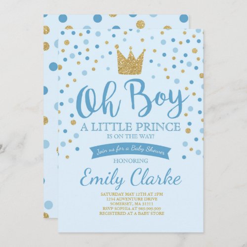 Little Prince Baby Shower Invitation Royal Shower