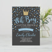 Little Prince Baby Shower Invitation Royal Shower (Standing Front)