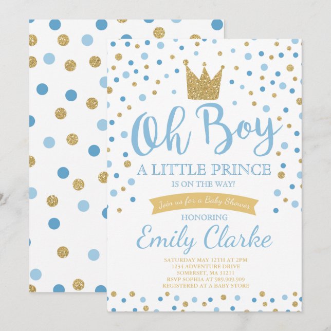 Little Prince Baby Shower Invitation Royal Shower (Front/Back)