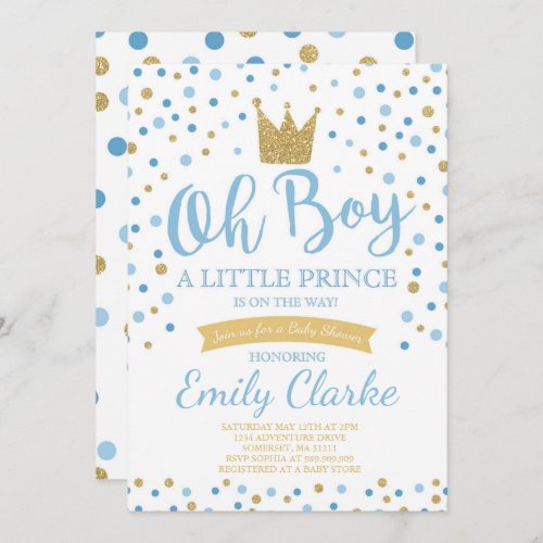 Little Prince Baby Shower Invitation Royal Shower