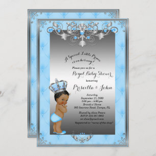 Little Prince Baby Shower Invitation, Royal SILVER Invitation
