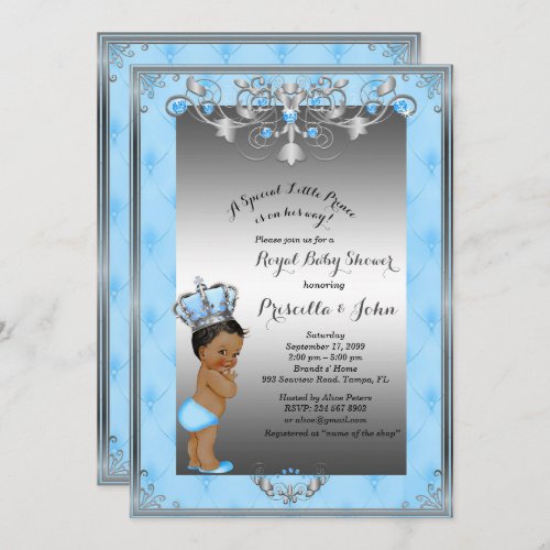 Little Prince Baby Shower Invitation Royal SILVER Invitation