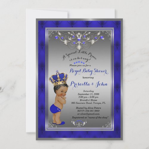 Little Prince Baby Shower Invitation Royal SILVER Invitation