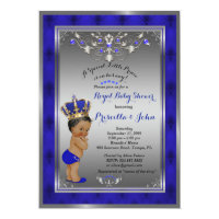 Little Prince Baby Shower Invitation, Royal SILVER Invitation