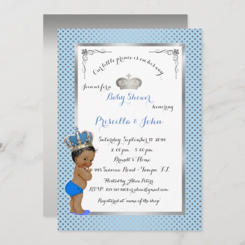 Little Prince Baby Shower Invitationsilver blue Invitation