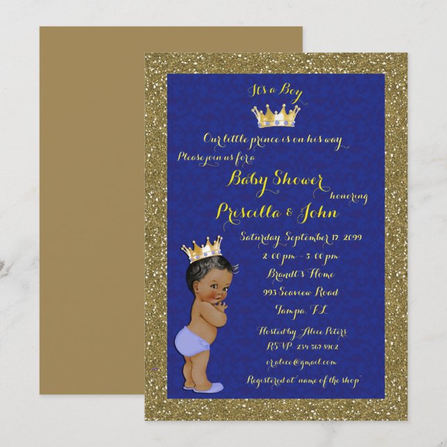Little Prince Baby Shower Invitation,trendy,chic. Invitation (Front/Back)