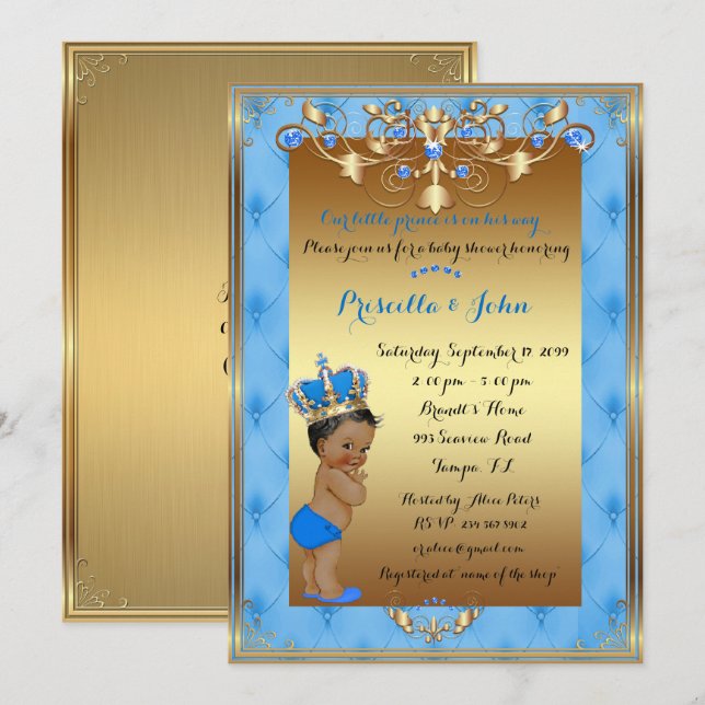Little Prince Baby Shower Invitation,trendy,chic. Invitation (Front/Back)