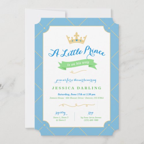 Little Prince Baby Shower Invitations  Blue